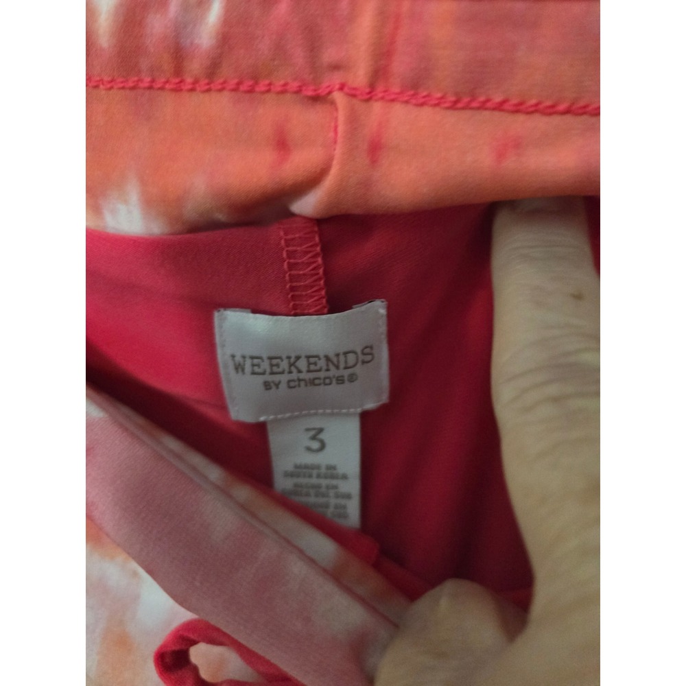 Weekends by Chico's Pink Orange Tie Dye Skort Pockets Size 3 (16) - Picture 3 of 4